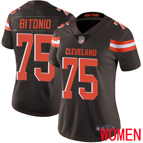 Cleveland Browns Joel Bitonio Women Brown Limited Jersey #75 NFL Football Home Vapor Untouchable